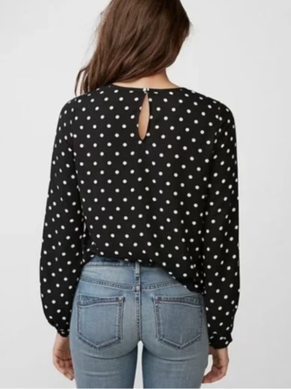 ♠️5/$25♠️Black Polka Dot Long Sleeve Blouse